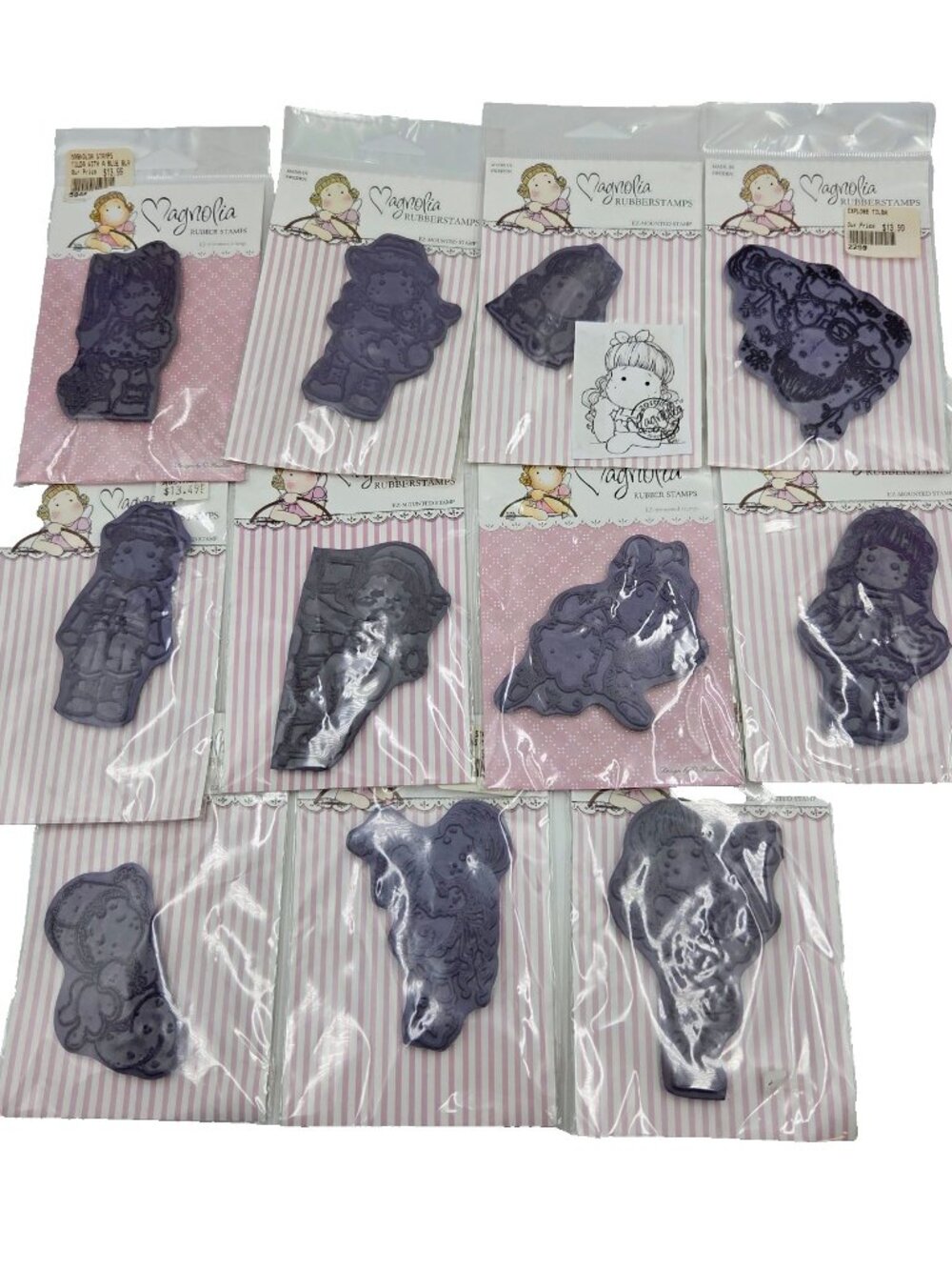 Magnolia Tilda Cling Rubber Stamps Lot of 11 Cardmaking Scrapbooking Crafts Read